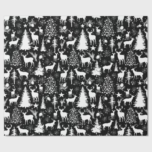 Schwarz-Weiß-Waldrinder Geschenkpapier (Flach)