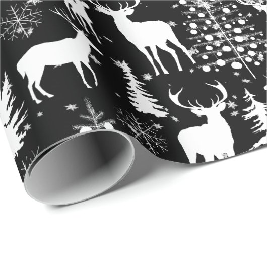Schwarz-Weiß-Waldrinder Geschenkpapier (Rolleneckpunkt)