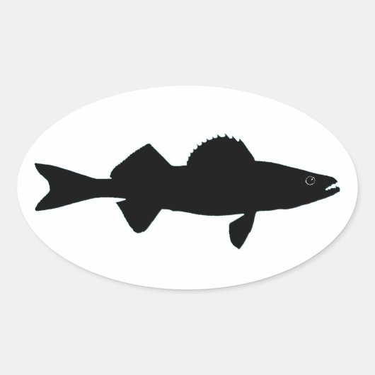 Schwarz-Weiß-Walleye-Logo Ovaler Aufkleber (Vorderseite)