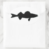 Schwarz-Weiß-Walleye-Logo Ovaler Aufkleber (Tasche)