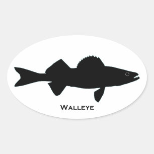 Schwarz-Weiß-Walleye-Logo Ovaler Aufkleber