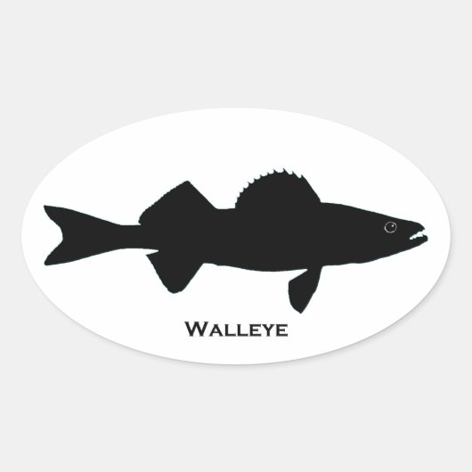 Schwarz-Weiß-Walleye-Logo Ovaler Aufkleber (Vorderseite)