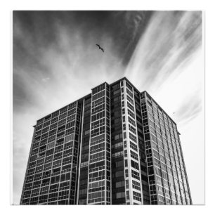 Schwarz-weiß-Wandkunst aus Wolkenkratzern Modern Fotodruck