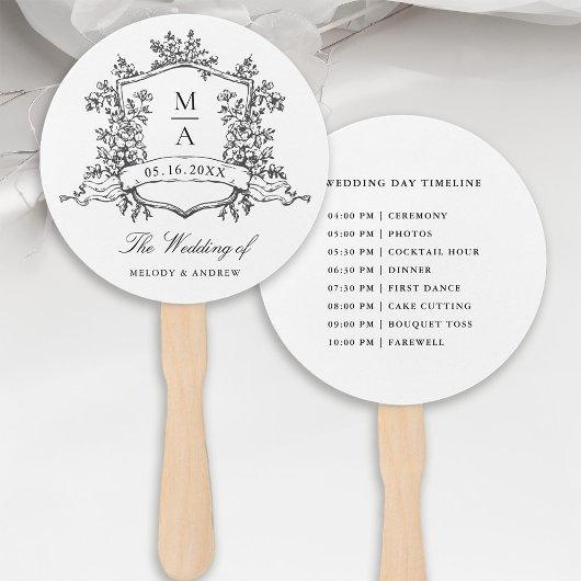 Schwarz-Weiß-Wappen-Hochzeitfeier Timeline Fächer