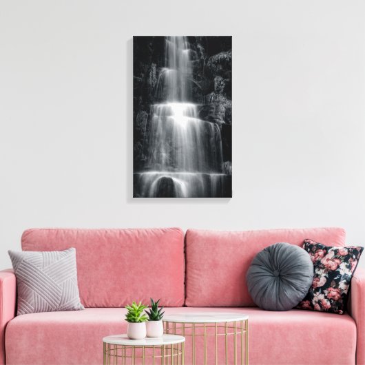 Schwarz-Weiß-Wasserfall-Canvas drucken Leinwanddruck (Insitu (Wohnzimmer))