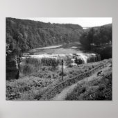 Schwarz-Weiß-Wasserfall-Foto Poster (Vorne)