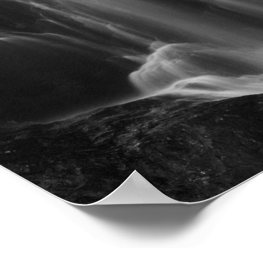 Schwarz-Weiß-Wasserfall lange Exposition Poster (Ecke)