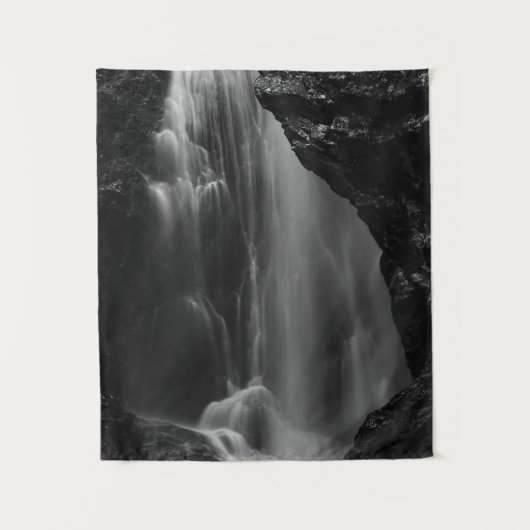 Schwarz-Weiß-Wasserfall lange Exposition Wandteppich (Vorderseite)