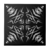 Schwarz-Weiß-Wasserfarbe Abstrakte Kunst Fliese (Vorderseite)