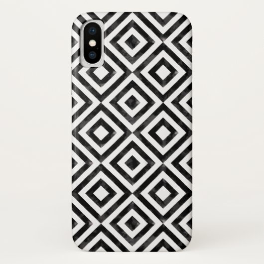 Schwarz-Weiß-Wasserfarbe Diamantmuster Case-Mate iPhone Hülle (Rückseite)