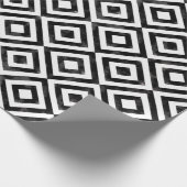 Schwarz-Weiß-Wasserfarbe Diamantmuster Geschenkpapier (Ecke)