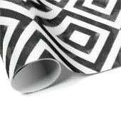 Schwarz-Weiß-Wasserfarbe Diamantmuster Geschenkpapier (Rolleneckpunkt)