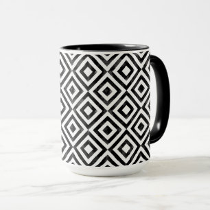 Schwarz-Weiß-Wasserfarbe Diamantmuster Tasse