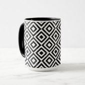 Schwarz-Weiß-Wasserfarbe Diamantmuster Tasse (Vorderseite Links)
