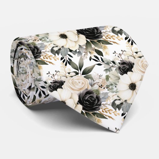 Schwarz-Weiß-Wasserfarbe Krawatte (Gerollt)