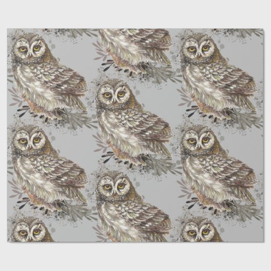 Schwarz-Weiß-Wasserfarbe Vogelarten Tier Geschenkpapier (Flach)