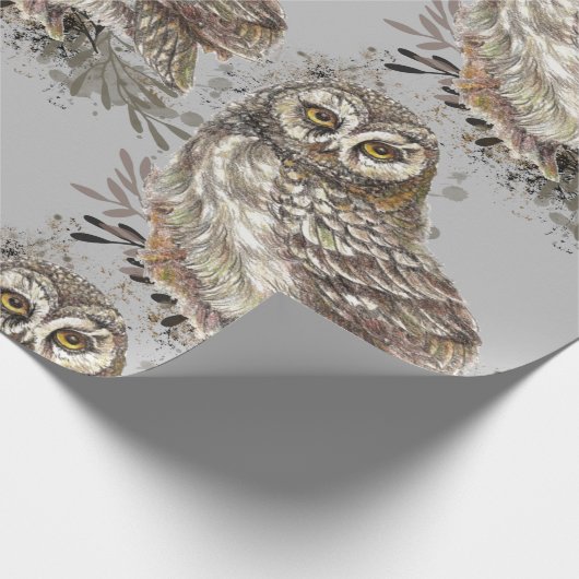 Schwarz-Weiß-Wasserfarbe Vogelarten Tier Geschenkpapier (Ecke)