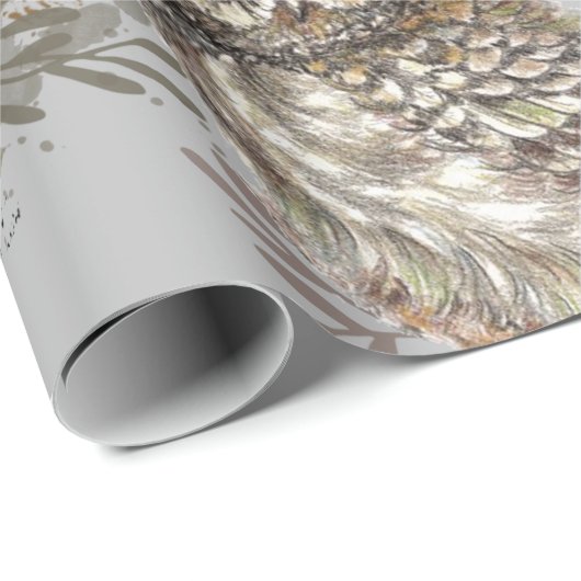 Schwarz-Weiß-Wasserfarbe Vogelarten Tier Geschenkpapier (Rolleneckpunkt)