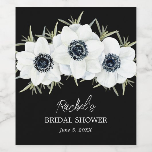 Schwarz-Weiß-Wasserfarbe Weinetikett (Einzelnes Label)