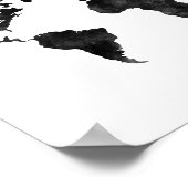 Schwarz-Weiß-Wasserfarbe - Weltkarte Poster (Ecke)