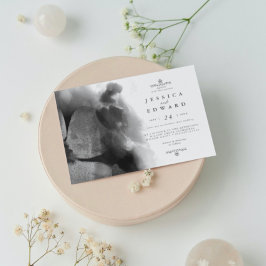 Schwarz-Weiß-Wasserfarben-Bird-Blues-Hochzeit Einladung