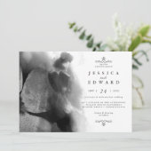 Schwarz-Weiß-Wasserfarben-Bird-Blues-Hochzeit Einladung (Stehend Vorderseite)