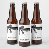 Schwarz-Weiß-Wasserfarben-Bow Wedding Man Gefallen Bierflaschenetikett (Flaschen)