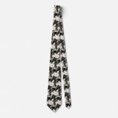 Schwarz-Weiß-Wasserfarben-Flora-Form-Neck-Tie Krawatte (Vorderseite)