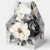 Schwarz-Weiß-Wasserfarben Florals Geschenkschachtel (Rückseite)