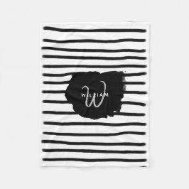 Schwarz-Weiß-Wasserfarben, handgezogene Linien Fleecedecke