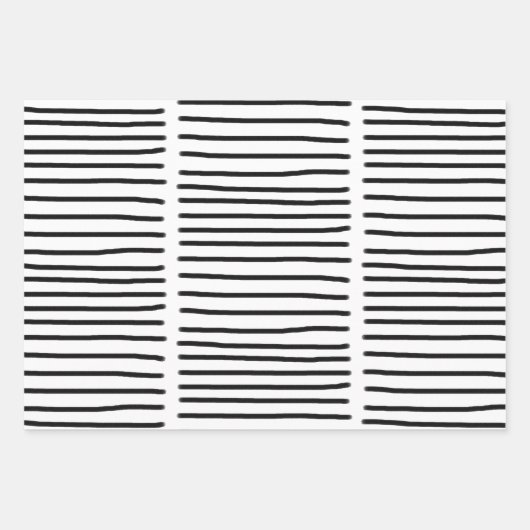 Schwarz-Weiß-Wasserfarben, handgezogene Linien Geschenkpapier Set (Vorderseite 2)