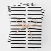 Schwarz-Weiß-Wasserfarben, handgezogene Linien Geschenkpapier Set (Beispiel)