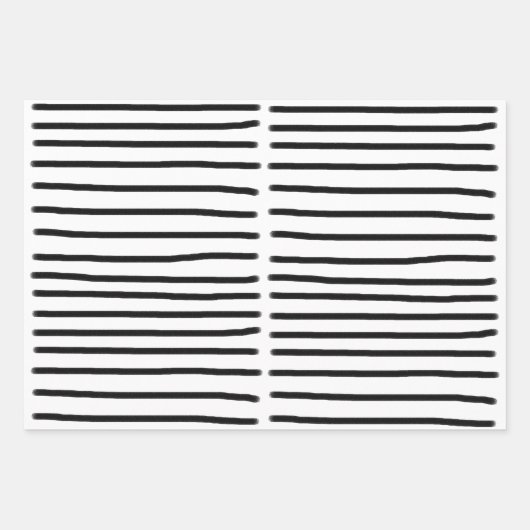 Schwarz-Weiß-Wasserfarben, handgezogene Linien Geschenkpapier Set (Vorderseite)
