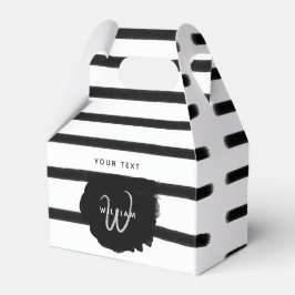 Schwarz-Weiß-Wasserfarben, handgezogene Linien Geschenkschachtel