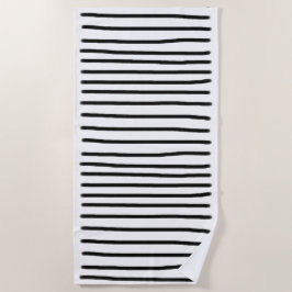 Schwarz-Weiß-Wasserfarben, handgezogene Linien Strandtuch