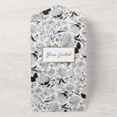 Schwarz-Weiß-Wasserfarben-Hochzeit All In One Einladung (Außenbereich)