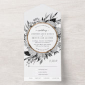 Schwarz-Weiß-Wasserfarben-Hochzeit All In One Einladung (Innen Boden)