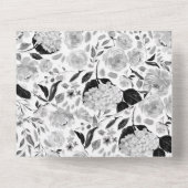 Schwarz-Weiß-Wasserfarben-Hochzeit All In One Einladung (Rückseite)