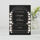 Schwarz-Weiß-Wasserfarben-Hochzeitsfolie Einladung (Stehend Vorderseite)