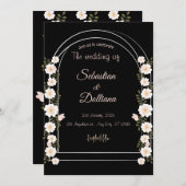 Schwarz-Weiß-Wasserfarben-Hochzeitsfolie Einladung (Vorne/Hinten)