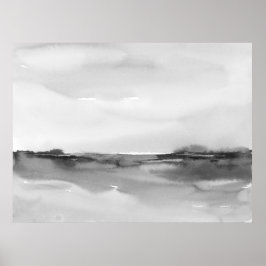 Schwarz-Weiß-Wasserfarben-Landschaft 2 Poster