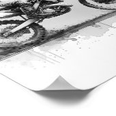 Schwarz-Weiß-Wasserfarbrad Poster (Ecke)