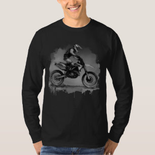 Schwarz-Weiß-Wasserfarbrad T-Shirt