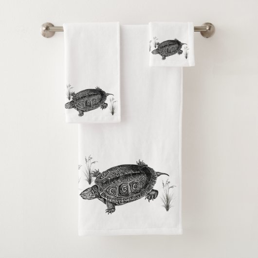 Schwarz-Weiß-Wasserschildkröte Badhandtuch Set (Insitu)