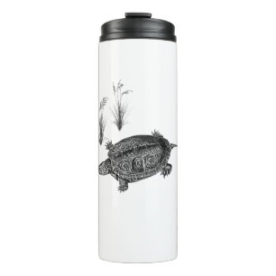 Schwarz-Weiß-Wasserschildkröte Thermosbecher