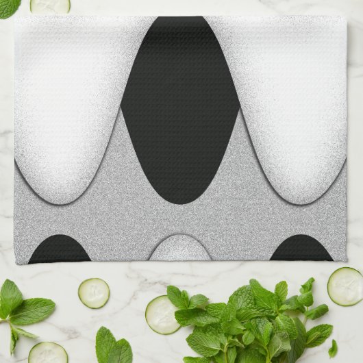 Schwarz-Weiß-Wave Handtuch (Gefaltet)