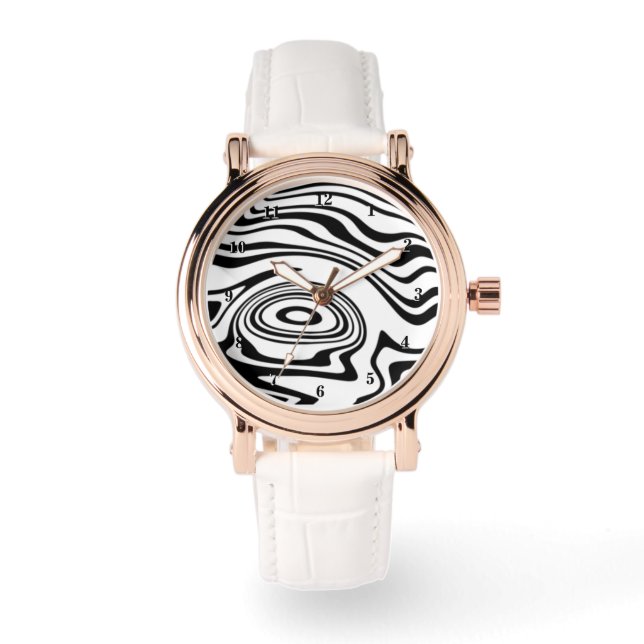 Schwarz-Weiß-Wave-Uhr Armbanduhr (Vorderseite)