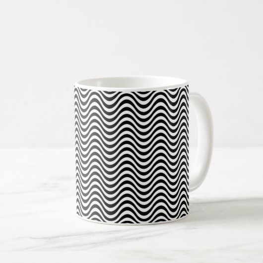 Schwarz-Weiß-Waves Kaffeetasse (VorderseiteRechts)