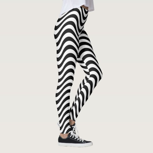 Schwarz-Weiß-Waves Leggings (Rechts)