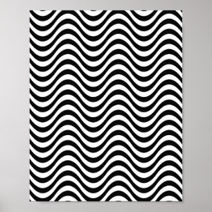 Schwarz-Weiß-Waves Poster